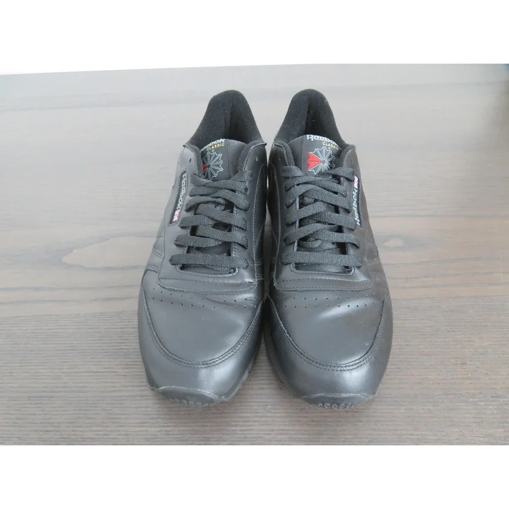 Reebok Classic Leather Shoes Mens Size 12 Black Walking Sneakers Casual Comfort